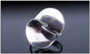 withdrawn Georg Jensen Silver Designer Ring Of Floral Design, Fully Marked, Numbered 130, Ring Size