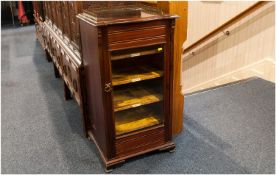 Late Victorian Glazed Front Music Cabinet with velvet coloured shelves to the interior. With main