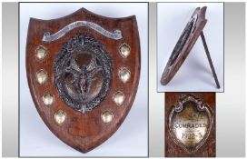 Billiard League Presentation Ornate Oak Plaque circa 1920`s for the Dolphinholme & District League