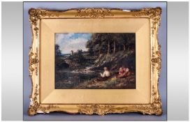 R.Kitchen R.S.A 1920-1987 Preston Artist, Oil On Board `Pastoral Scene` 16.5x13`` In Gilt frame