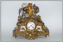 Henri Marc Of Paris French Second Empire Figural Gilt Bronze Mantel Clock, with a Movement by Japy
