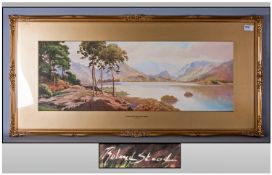 A Watercolour Drawing `Derwent Water` from Castle Head by Roland Stead. In a gilt slip and frame.