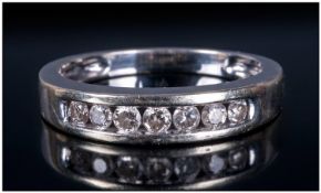 9ct Gold Diamond Half Eternity Ring, Channel Set With 7 Round Modern Brilliant Cut Diamonds,