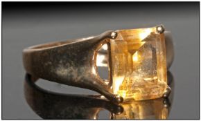 9ct Gold Set Single Stone Congac Diamond Ring, marked 9ct.