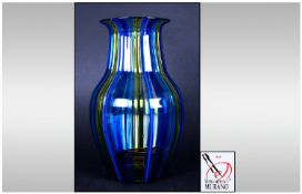 Murano ` A Canne ` Vase by Gabrielle Urban Signed, Labelled. Stands 7 Inches High. As New
