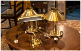 Brass Office Desk Lamp together with brass tankard and planter.