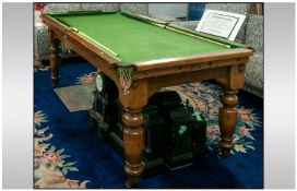 Late Victorian Billiard Table of small size and suitable for a drawing room. On a slate bed with