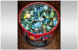 Tin of Assorted Marbles.