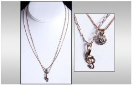 9ct Gold Pendant & Chain Together With One Other & A Fine Link Broken Chain