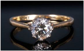 18ct Gold Diamond Solitaire Ring, Set With A Round Modern Brilliant Cut Diamond, Estimated Diamond
