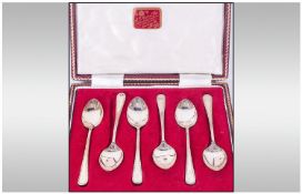 A Boxed Set of Six Silver Teaspoons. Hallmark Sheffield 1961.