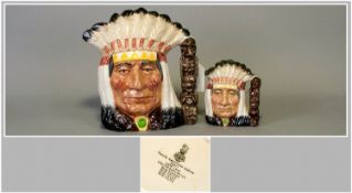 Royal Doulton Character Jugs, Set Of Two, `North American Indian` 1. Large D6611 7`` in height, 2.