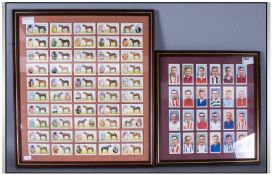 Two Framed Collections Of Reproduction Cigarette Cards, 1 with horses & jockeys, the other