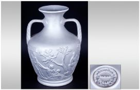 Portmeirion Parian Copy of the Portland Vase, a life size copy, in white parian, of the famous dark