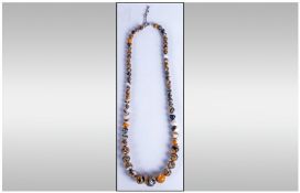 Tigers Eye Bead Necklace, 18 Inches Long