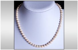 Eighteen Inch Cultured Pearl Necklace, 6mm Diameter, 14ct Gold Clasp.