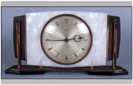 1930/40`s Metamec Mantle Clock with a marble casing & brass sides. 6.5`` in height.