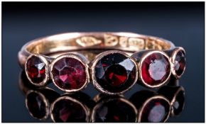 Antique 9ct Gold Garnet Ring, Fully Hallmarked Chester, 5 Graduating Garnets, Ring Size K½