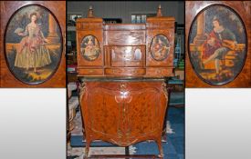 Louis XVI Style Bombe Shape Green Marble Top Comode, with ormolu mounts and ormolu caryatid figures