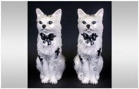 Two Staffordshire Flat Back Cat Figures