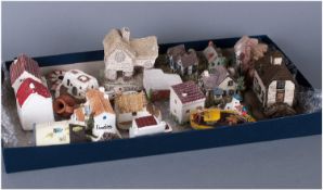 Collection Of Miniature Houses Including David Winter Village Shop, Country House, Cuddly Huggies
