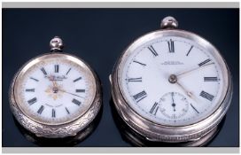 A Waltham Silver Open - Faced Pocket Watch. Hallmark Birmingham 1904 + Edwardian Silver Fancy and