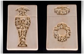 A Very Fine Chinese Late 19th Century Ivory Card Case with carved decoration to front & back of