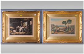 Pair of Proof Signed Coloured Prints, one after G.Morland depicting a barn interior with figures