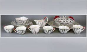 Zambesi Pattern By Jessie Tait circa 1956, an unusual combination of 6 hostess 8`` plates & cups, 1