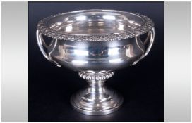 An Early 20th Century Two Handled Silver Pedestal Bowl, with Naturalistic Leaf Handles and Floral