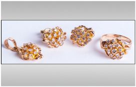 18ct Gold Diamond Ring, Pendant & Earring Set, All set With Round Modern Brilliant Cut Diamonds,