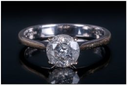 18ct White Gold Diamond Solitaire Ring, Set With A Round Modern Brilliant Cut Diamond, Estimated