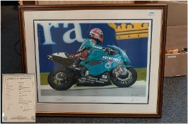 Dave Foord Limited Edition Framed Signed Print `Back On Track` Carl Fogarty Riding The Foggy