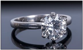 A Platinum Set Quality Single Stone Diamond Ring, The Round Brilliant Cut Diamond of Good Colour.