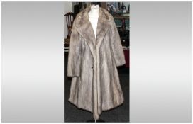 Ladies Sapphire Mink Three Quarter Length Coat, Fully lined. Slit Pocket. Hook & Loop Fastening