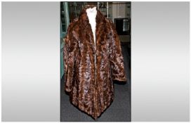 Ladies Multi-Tonal Brown Mixed Fur Coat, fully lined, collar with revers. Cuff sleeves. Approximate
