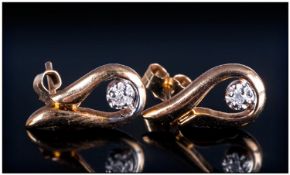 9ct Gold Diamond Set Drop Earrings