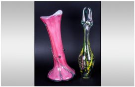 ` Biot ` - Signed and Hand Blown French Art Glass Vases ( 2 ) In Total. Signed to Undersides,