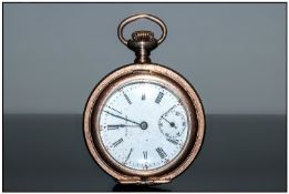 American Waltham - Gold Plated Open Faced Fob Watch, Warranted 25 years with Original Box. Working