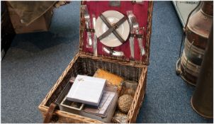 Picnic Hamper, Partially Furnished Containing A Quantity Of Costume Jewellery To Include Rings,