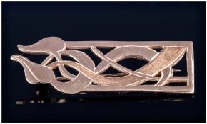 9ct Gold Rennie Mackintosh Style Brooch, Fully Hallmarked