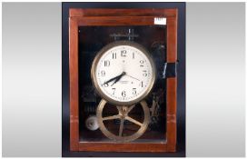 Synchromatic Electric Time Recording Clock, Within a Mahogany Wooden and Glass Pane Frame. Size 18