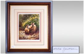 Mike Jackson Limited Edition Framed Coloured Print, titled `Young Rabbits` signed in pencil lower