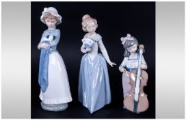 Nao By Lladro Figures, 3 in total. 1. `Listening To Bird Songs` model number 1042, 6`` in height,