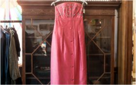 Designer Frank Usher of London Pink Evening Dress. Fitted bodice style top with Sequins and a Pink