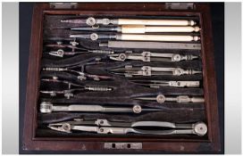 J. Halden & Co Vintage Architects / Draughtsman Rosewood Boxed Instrument Set. Late 19th Century.