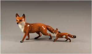 Beswick Fox Figures ( 2 ) In Total. 1/ Fox - Standing, Gloss, Model No.1016A, Height 5.5 Inches. 2/