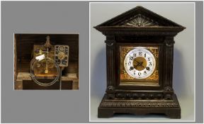 Brass Faced German Mantle Clock. With an Arched Top in the Classical Style, with Brass German Works