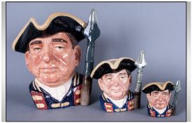 Royal Doulton Character Jugs ( 3 ) In Total. 1/ Guardsman - Large, D.6568. Issued 1963-1983. Height