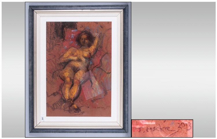 Nude Study By John Mackie 1955 Pastel. 21.5x15``
